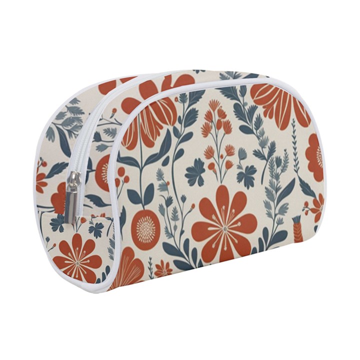 Retro Scandinavian Nordic Flowers Pattern 3 Make Up Case (Small)