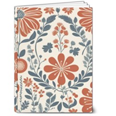 Retro Scandinavian Nordic Flowers Pattern 3 5  X 7  Hardcover Notebook by violetheavensky