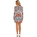 Retro Scandinavian Nordic Flowers Pattern 3 Long Sleeve Deep V Mini Dress  View4