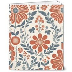 Retro Scandinavian Nordic Flowers Pattern 3 8  X 10  Hardcover Notebook by violetheavensky