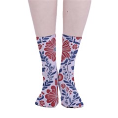 Retro Scandinavian Nordic Flowers Pattern 3 Smooth Crew Length Tube Socks by violetheavensky