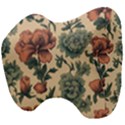 Victorian Beige And Teal Flower Pattern Head Support Cushion View4