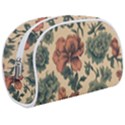 Victorian Beige And Teal Flower Pattern Make Up Case (Medium) View1