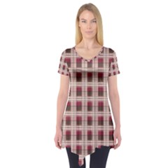 Retro 60s 50s Plaid Pattern 2 Short Sleeve Tunic  by violetheavensky