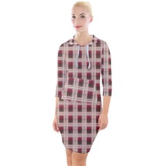 Retro 60s 50s Plaid Pattern 2 Quarter Sleeve Hood Bodycon Dress by violetheavensky