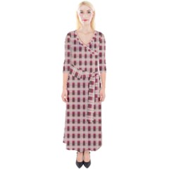 Retro 60s 50s Plaid Pattern 2 Quarter Sleeve Wrap Maxi Dress by violetheavensky