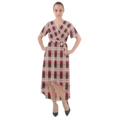 Retro 60s 50s Plaid Pattern 2 Front Wrap High Low Dress by violetheavensky