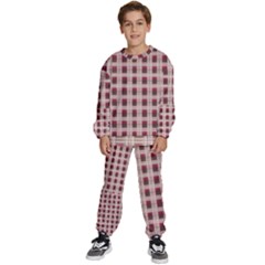 Retro 60s 50s Plaid Pattern 2 Kids  Sweatshirt Set by violetheavensky