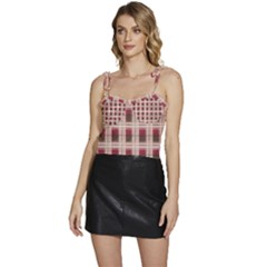 Retro 60s 50s Plaid Pattern 2 Flowy Camisole Tie Up Top by violetheavensky