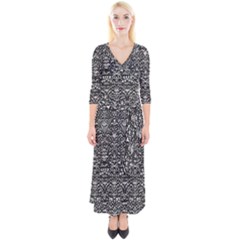 Gothic Leaf Pattern 2 Quarter Sleeve Wrap Maxi Dress by violetheavensky