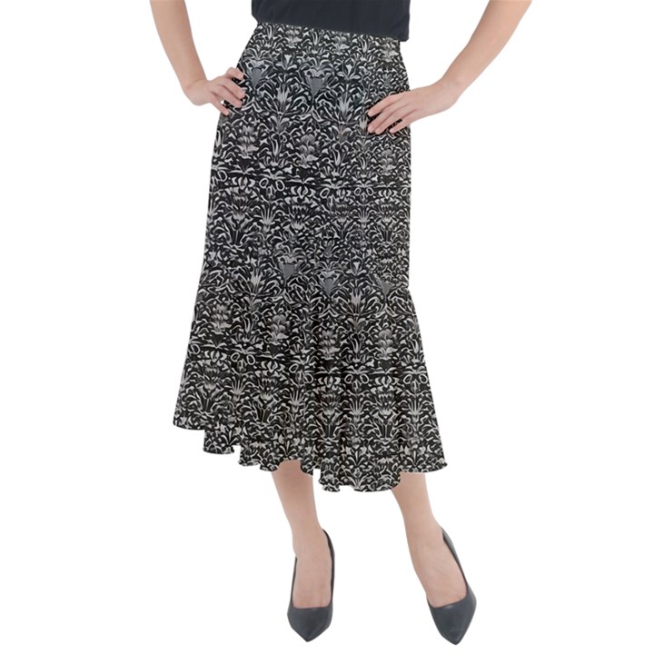 Gothic Leaf Pattern 2 Midi Mermaid Skirt