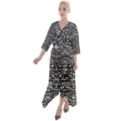 Gothic Leaf Pattern 2 Quarter Sleeve Wrap Front Maxi Dress by violetheavensky