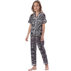 Gothic Leaf Pattern 2 Kids  Satin Short Sleeve Pajamas Set by violetheavensky