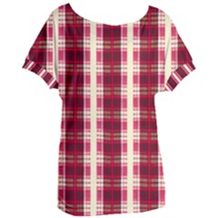 Retro 60s 50s Plaid Pattern 4 Women s Oversized T-shirt by violetheavensky