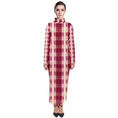 Retro 60s 50s Plaid Pattern 4 Turtleneck Maxi Dress by violetheavensky