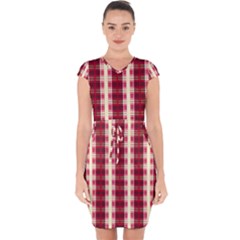 Retro 60s 50s Plaid Pattern 4 Capsleeve Drawstring Dress  by violetheavensky