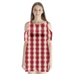 Retro 60s 50s Plaid Pattern 4 Shoulder Cutout Velvet One Piece by violetheavensky