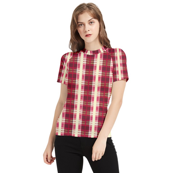 Retro 60s 50s Plaid Pattern 4 Women s Short Sleeve Rash Guard