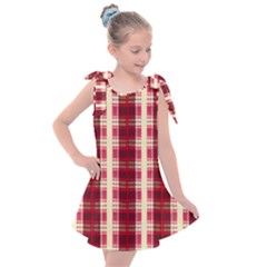 Retro 60s 50s Plaid Pattern 4 Kids  Tie Up Tunic Dress by violetheavensky