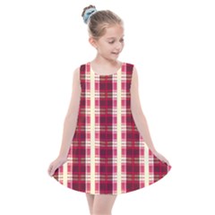 Retro 60s 50s Plaid Pattern 4 Kids  Summer Dress by violetheavensky