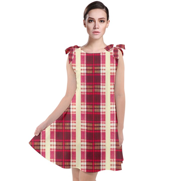 Retro 60s 50s Plaid Pattern 4 Tie Up Tunic Dress