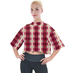 Retro 60s 50s Plaid Pattern 4 Mock Neck T-shirt by violetheavensky