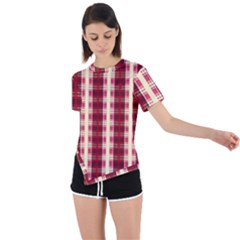 Retro 60s 50s Plaid Pattern 4 Asymmetrical Short Sleeve Sports T-shirt by violetheavensky