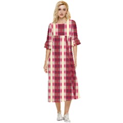 Retro 60s 50s Plaid Pattern 4 Double Cuff Midi Dress by violetheavensky