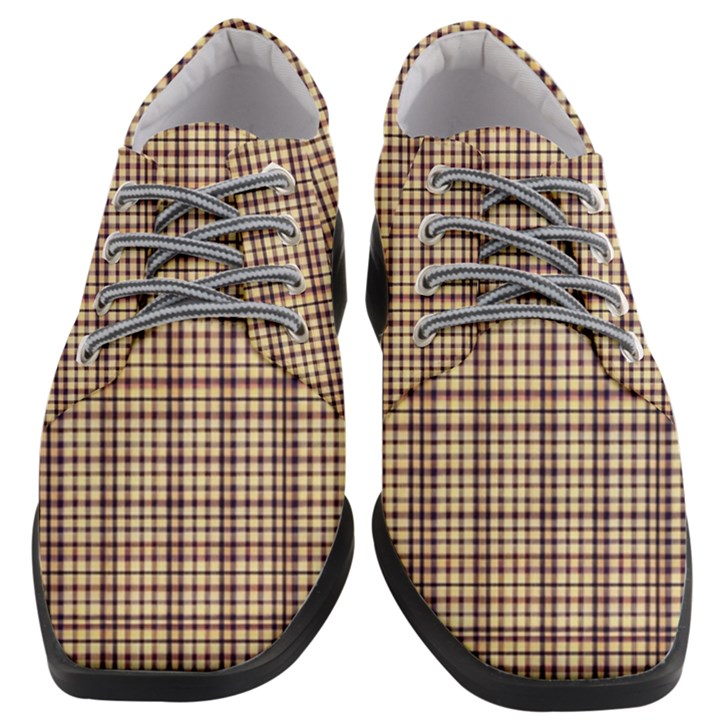 Retro 60s 50s Plaid Pattern 3 Women Heeled Oxford Shoes