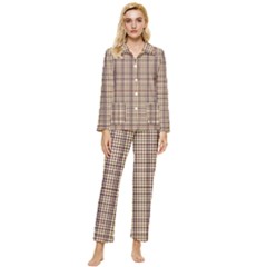 Retro 60s 50s Plaid Pattern 3 Womens  Long Sleeve Velvet Pocket Pajamas Set by violetheavensky