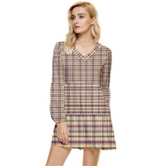 Retro 60s 50s Plaid Pattern 3 Tiered Long Sleeve Mini Dress by violetheavensky