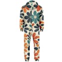 Retro Scandinavian Nordic Flowers Pattern 2 Hooded Jumpsuit (Men) View2