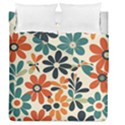 Retro Scandinavian Nordic Flowers Pattern 2 Duvet Cover Double Side (Queen Size) View1