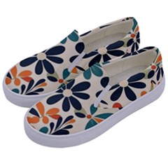 Retro Scandinavian Nordic Flowers Pattern 2 Kids  Canvas Slip Ons by violetheavensky