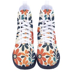 Retro Scandinavian Nordic Flowers Pattern 2 Women s High-top Canvas Sneakers by violetheavensky