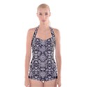 Gothic Leaf Pattern 4 Boyleg Halter Swimsuit  View1