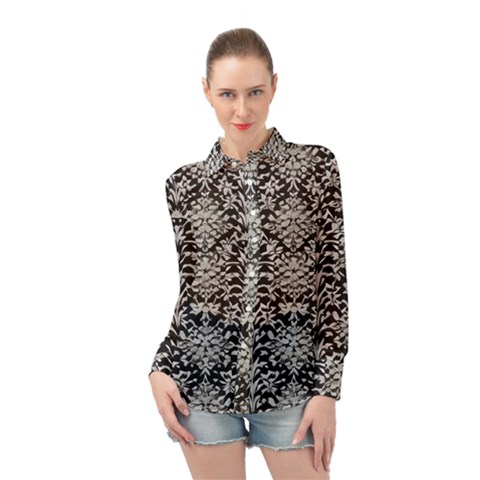 Gothic Leaf Pattern 4 Long Sleeve Chiffon Shirt by violetheavensky