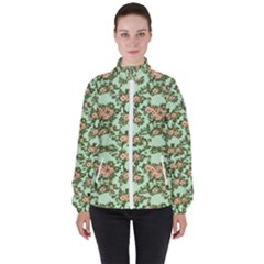 Retro 1880s Flowers Pattern 5 Women s High Neck Windbreaker by violetheavensky