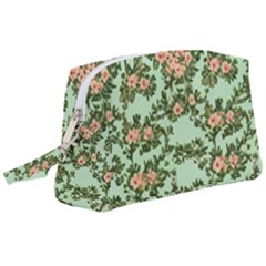 Retro 1880s Flowers Pattern 5 Wristlet Pouch Bag (large) by violetheavensky