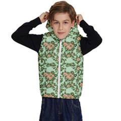 Retro 1880s Flowers Pattern 5 Kids  Stylish Hooded Puffer Vest by violetheavensky