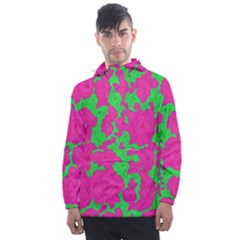 Mid Century Retro Floral 1970s 1960s Pattern 98 Men s Front Pocket Pullover Windbreaker by violetheavensky