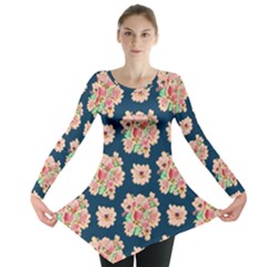 Retro 1880s Flowers Pattern 7 Long Sleeve Tunic  by violetheavensky