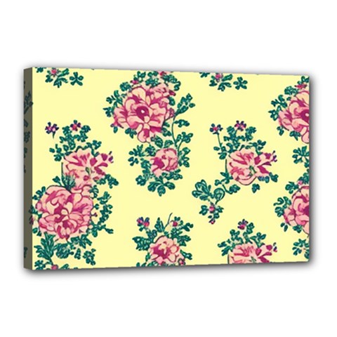 Retro 1880s Flowers Pattern 8 Canvas 18  X 12  (stretched) by violetheavensky