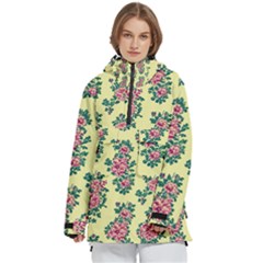 Retro 1880s Flowers Pattern 8 Women s Pullover Zip Ski And Snowboard Waterproof Breathable Jacket by violetheavensky