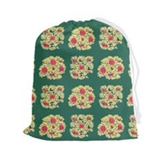 Retro 1880s Flowers Pattern 6 Drawstring Pouch (2xl) by violetheavensky