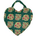 Retro 1880s Flowers Pattern 6 Giant Heart Shaped Tote View1