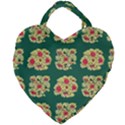 Retro 1880s Flowers Pattern 6 Giant Heart Shaped Tote View2