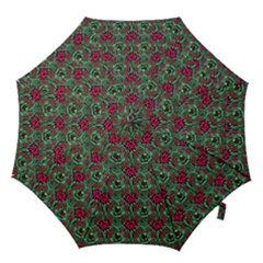 Retro 1880s Flowers Pattern 3 Hook Handle Umbrellas (small) by violetheavensky