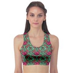 Retro 1880s Flowers Pattern 3 Fitness Sports Bra by violetheavensky