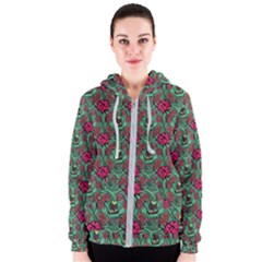 Retro 1880s Flowers Pattern 3 Women s Zipper Hoodie by violetheavensky